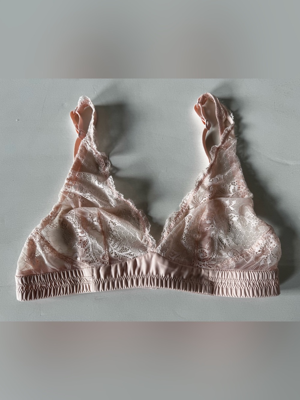 Lace Triangle Bralette - Soft Blush Pink
